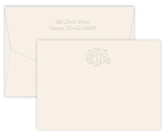 Triple Thick Embossed Classic Monogram Flat Note Cards